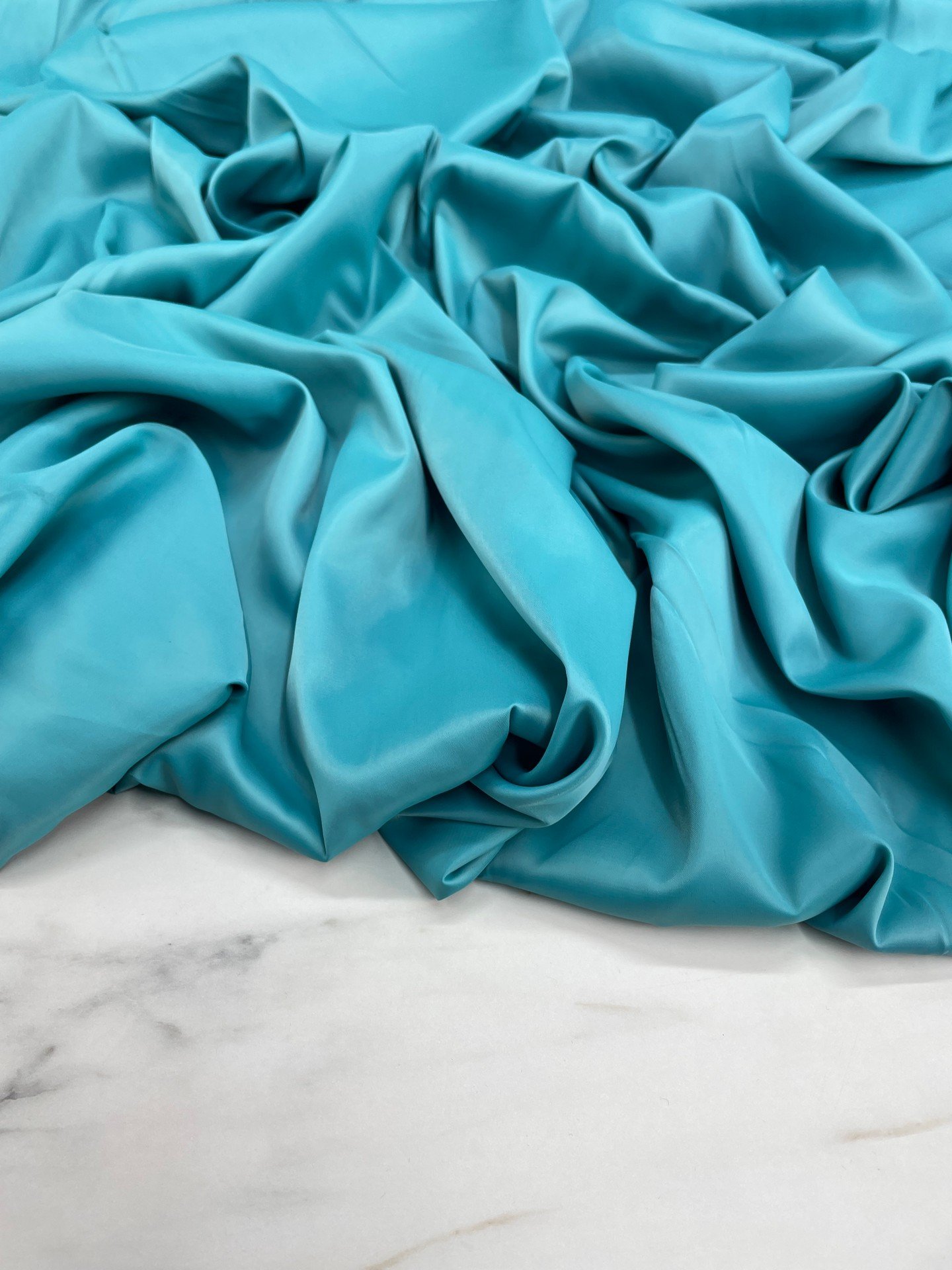 Turkuaz Düz Elbiselik İpek Saten Kumaş