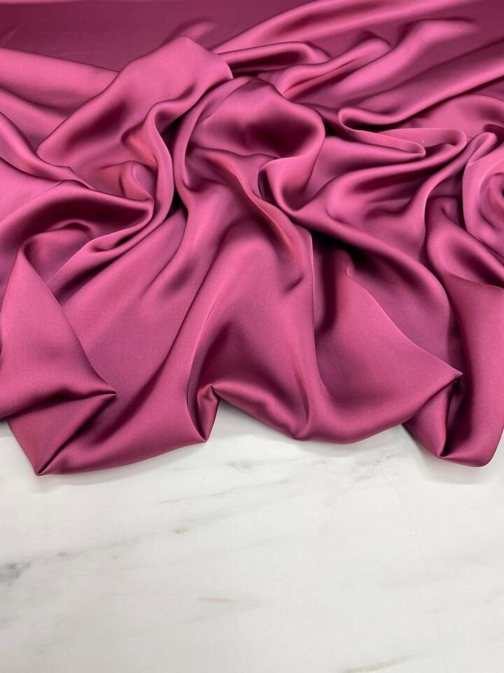 Gül Kurusu Düz Elbiselik İpek Saten Kumaş