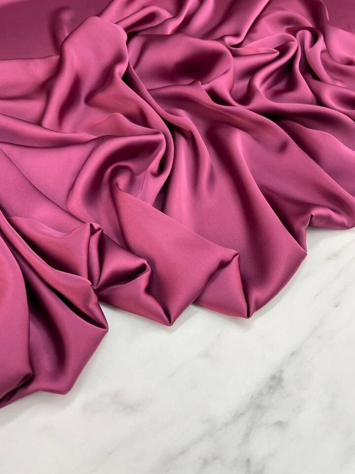 Gül Kurusu Düz Elbiselik İpek Saten Kumaş