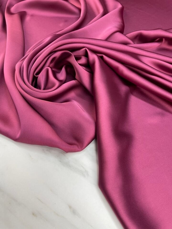 Gül Kurusu Düz Elbiselik İpek Saten Kumaş