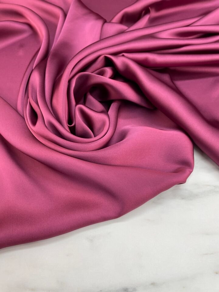 Gül Kurusu Düz Elbiselik İpek Saten Kumaş
