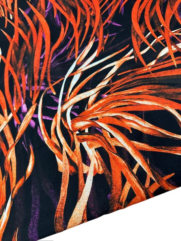 Çim Desen Elbiselik Gömleklik Krep Kumaş