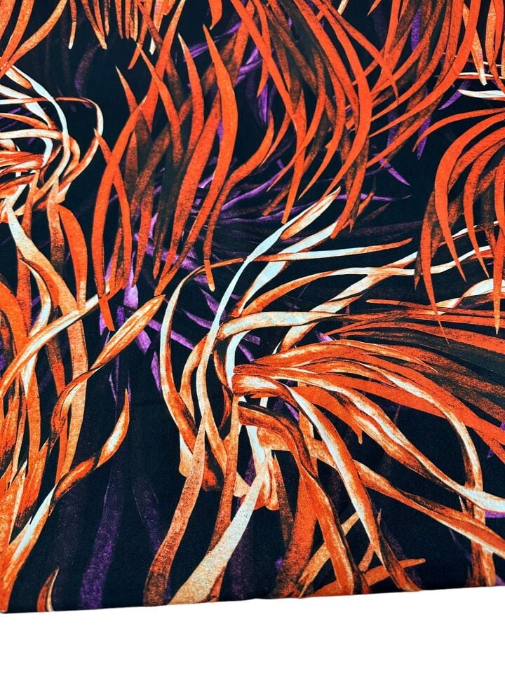 Çim Desen Elbiselik Gömleklik Krep Kumaş