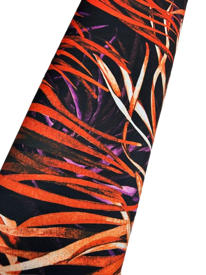 Çim Desen Elbiselik Gömleklik Krep Kumaş