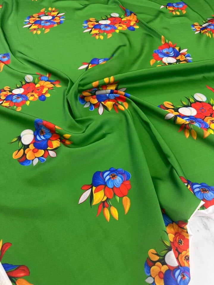 Desenli İpek Saten Elbise Etek Gömlek Şalvar