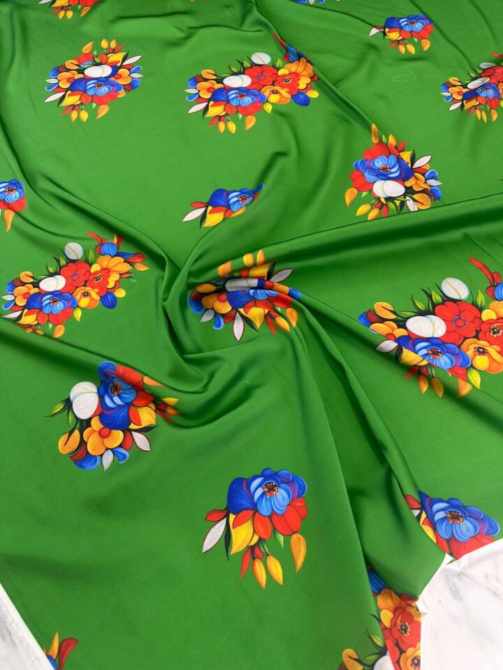 Desenli İpek Saten Elbise Etek Gömlek Şalvar