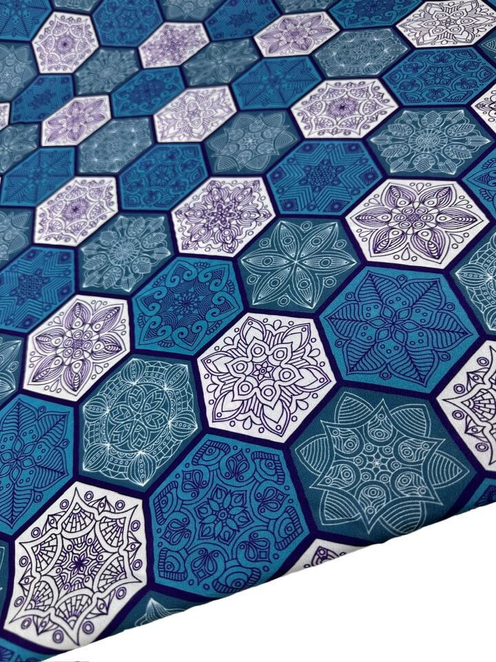 Beşgen Desen Elbiselik Gömleklik Krep Kumaş