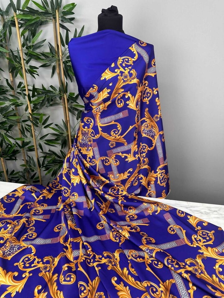 Desenli İpek Saten Elbise Gömlek Etek Şalvar