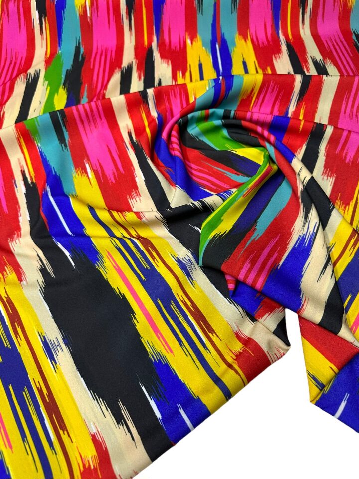 Renkli Desen Elbiselik Gömleklik Krep Kumaş