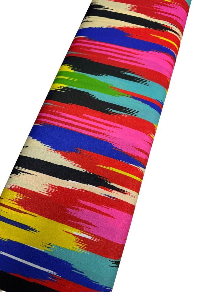 Renkli Desen Elbiselik Gömleklik Krep Kumaş