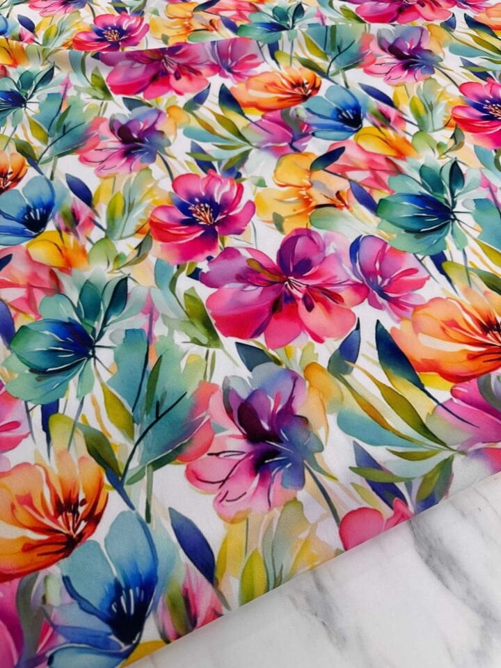 Desenli Krep Kumaş Elbise Etek Gömlek Şalvar