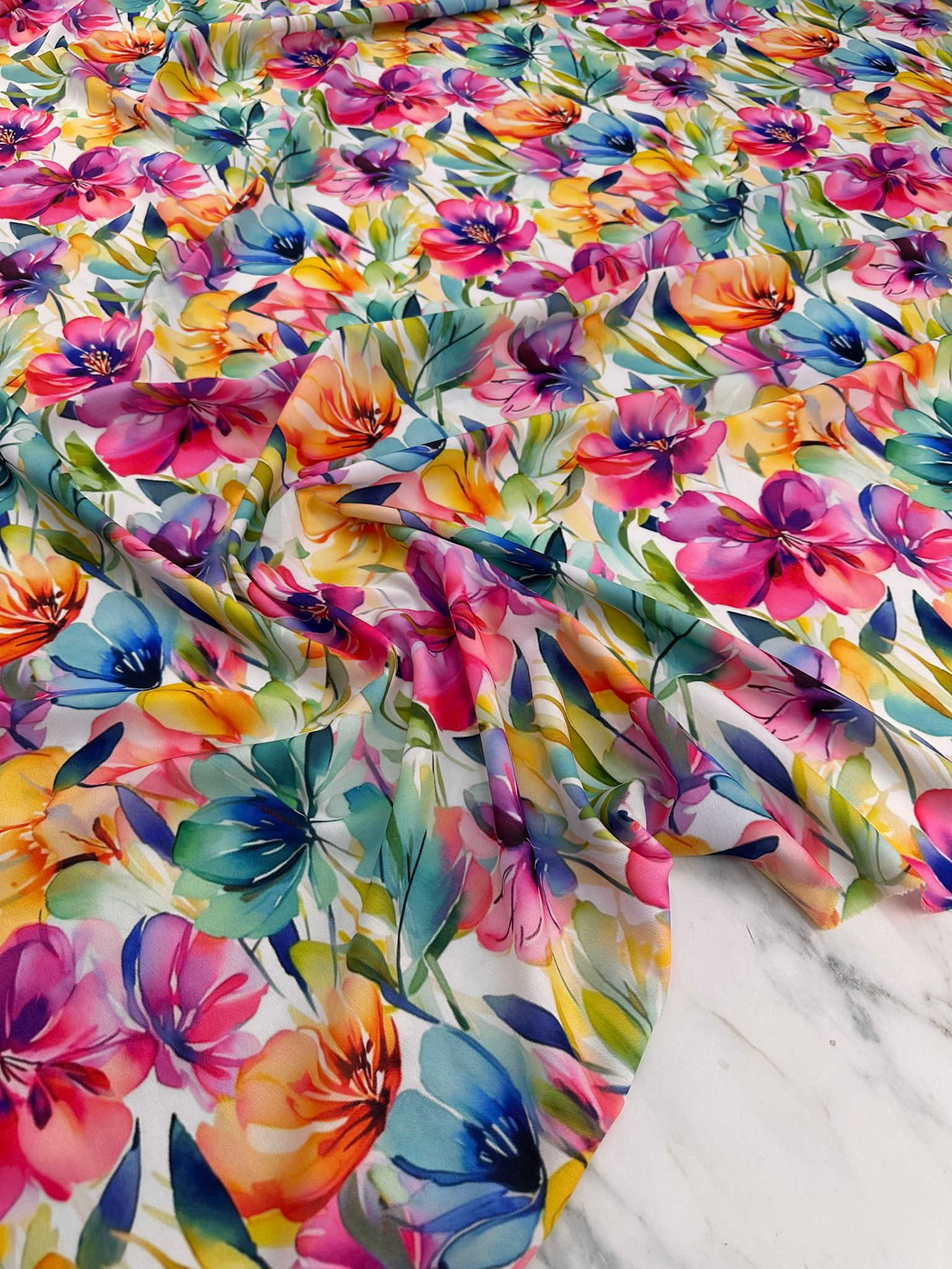 Desenli Krep Kumaş Elbise Etek Gömlek Şalvar