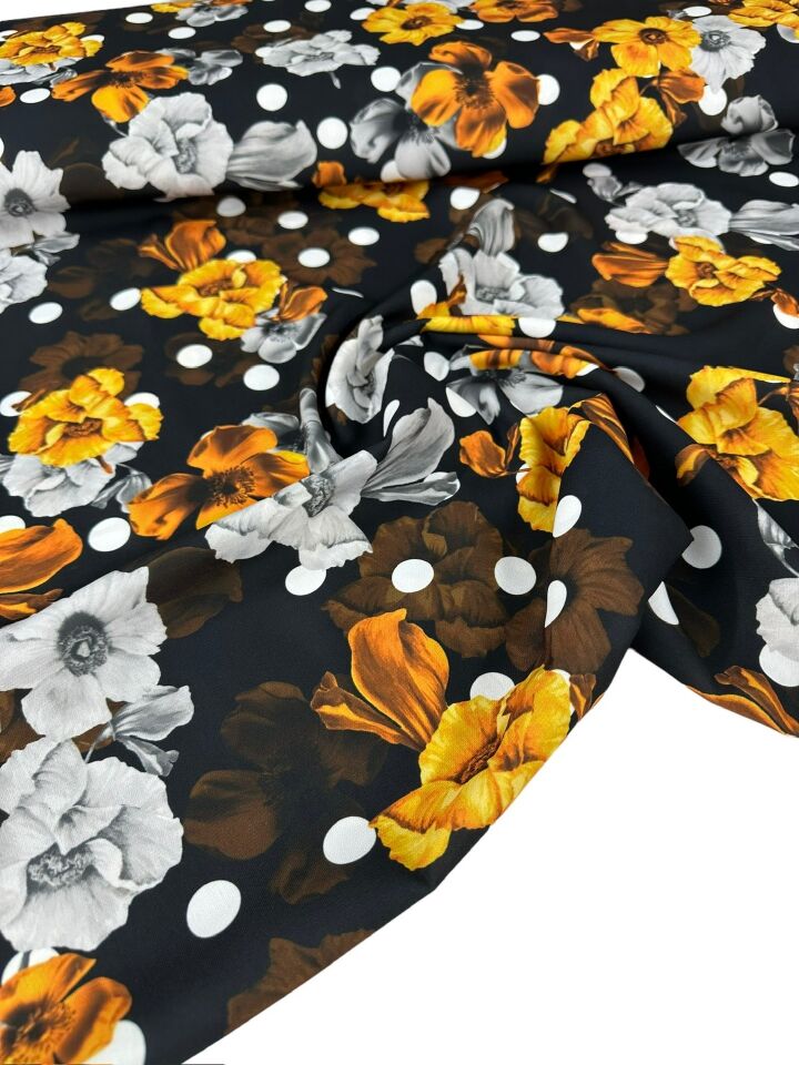 Geranium Desen Elbiselik Gömleklik Krep Kumaş