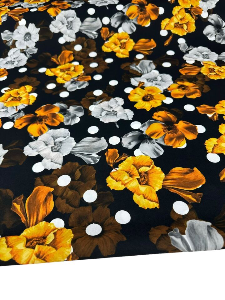 Geranium Desen Elbiselik Gömleklik Krep Kumaş