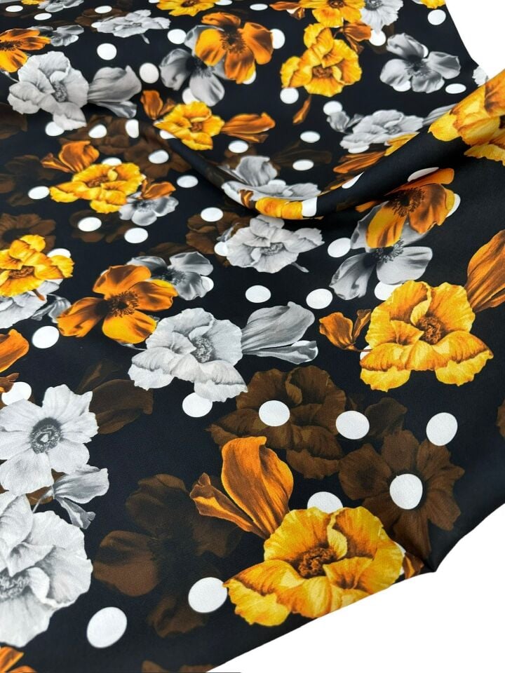 Geranium Desen Elbiselik Gömleklik Krep Kumaş