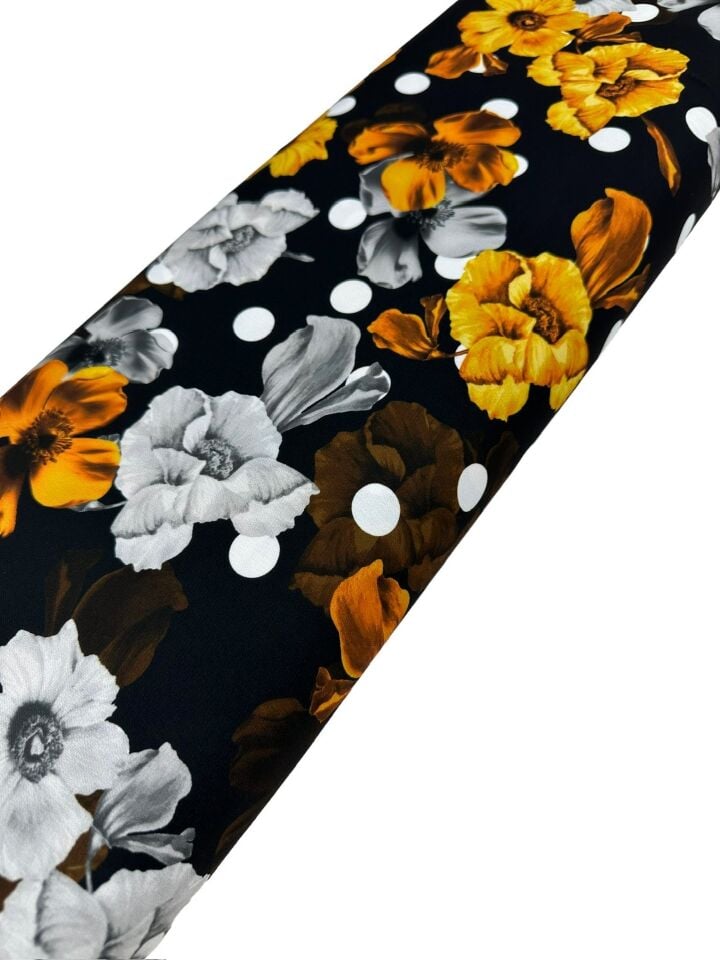 Geranium Desen Elbiselik Gömleklik Krep Kumaş