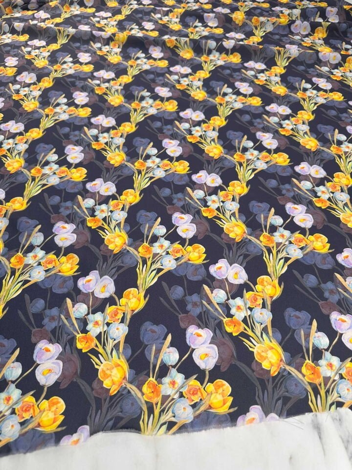 Desenli Krep Kumaş Elbise Etek Gömlek Şalvar