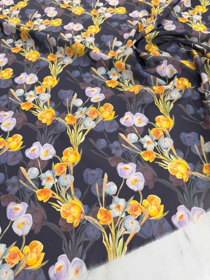 Desenli Krep Kumaş Elbise Etek Gömlek Şalvar