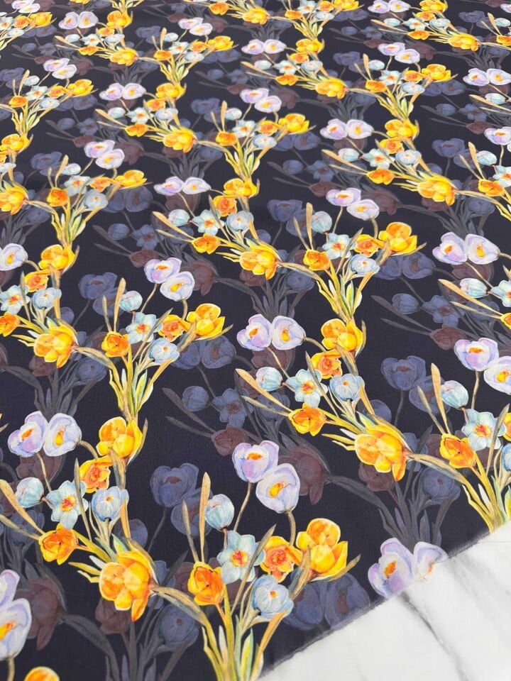 Desenli Krep Kumaş Elbise Etek Gömlek Şalvar