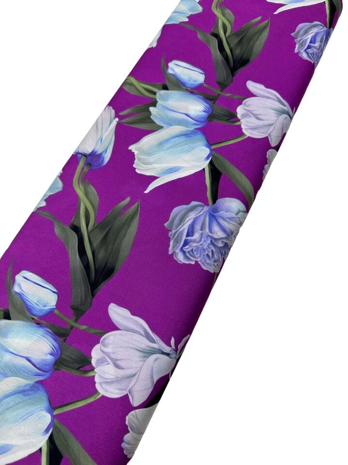 Gül Desen Elbiselik Gömleklik Krep Kumaş