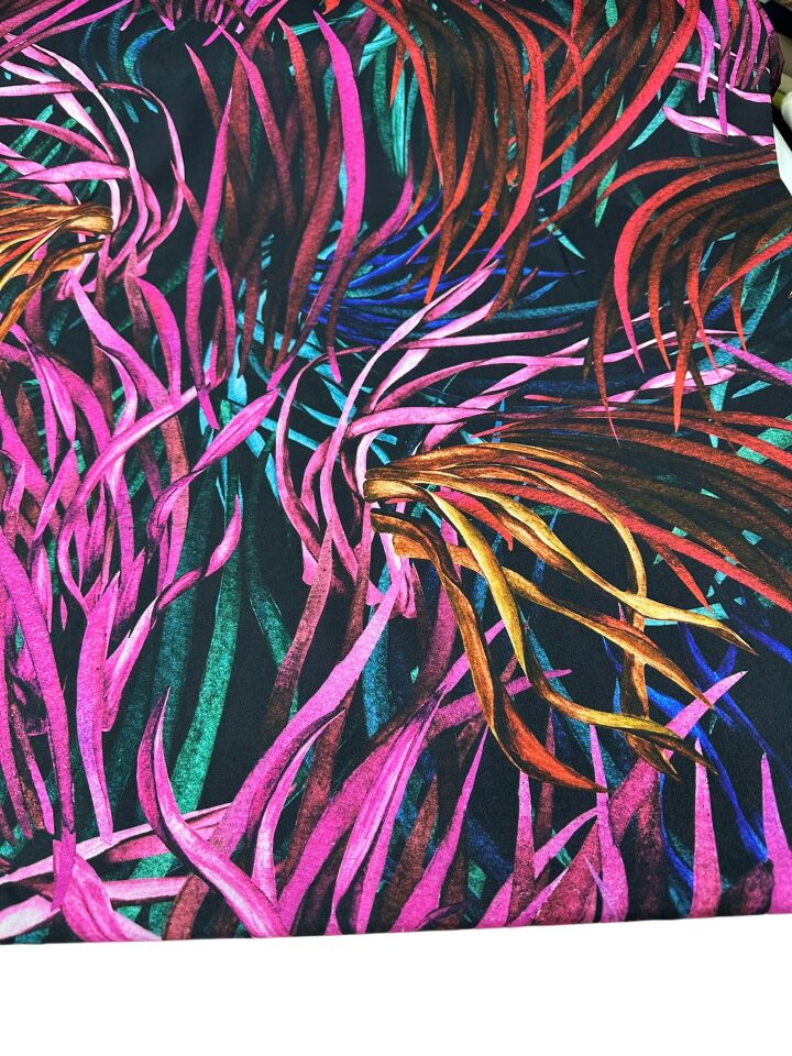 Çim Desen Elbiselik Gömleklik Krep Kumaş