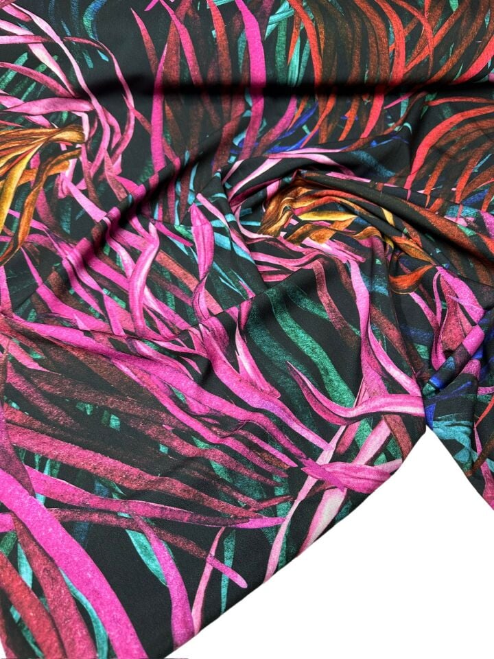 Çim Desen Elbiselik Gömleklik Krep Kumaş