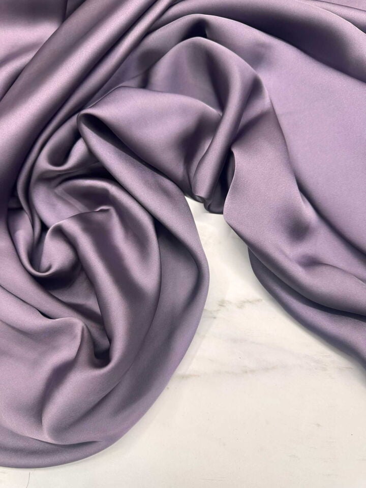 Kül Grimo Renk Düz Elbiselik İpek Saten Kumaş