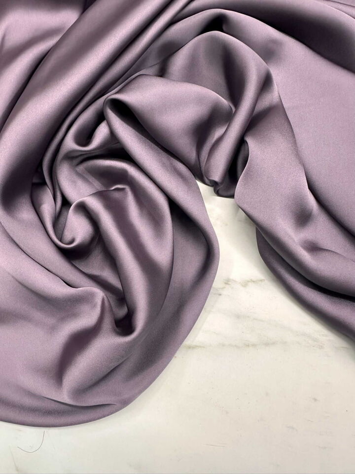 Kül Grimo Renk Düz Elbiselik İpek Saten Kumaş