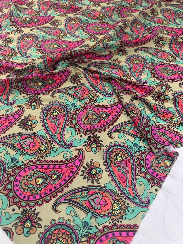 Şal Desen Krep Kumaş Elbise Etek Gömlek Şalvar