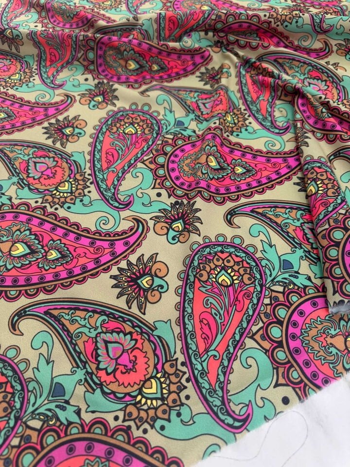 Şal Desen Krep Kumaş Elbise Etek Gömlek Şalvar