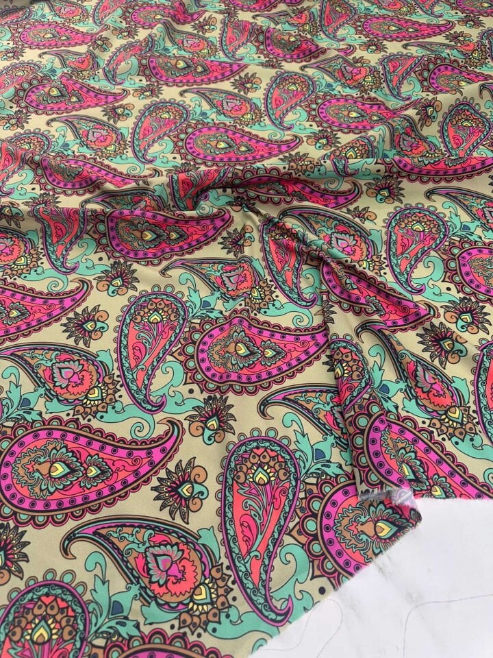 Şal Desen Krep Kumaş Elbise Etek Gömlek Şalvar