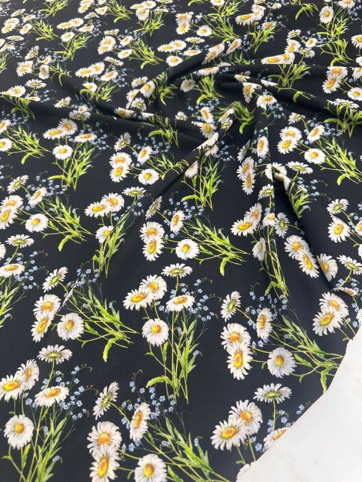 Papatya Desen Krep Kumaş Elbise Etek Gömlek Şalvar