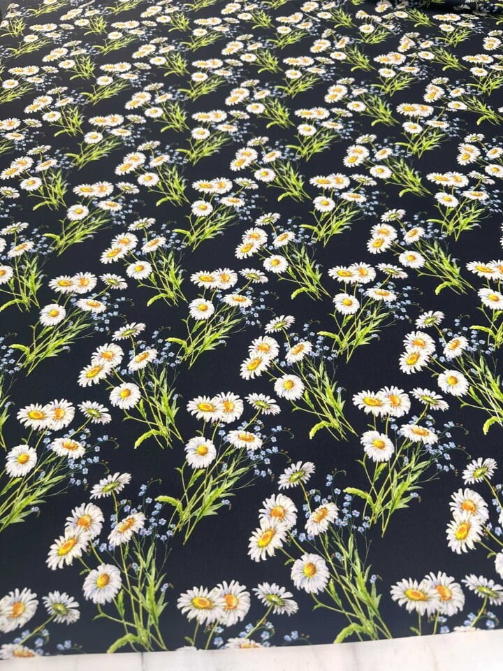 Papatya Desen Krep Kumaş Elbise Etek Gömlek Şalvar