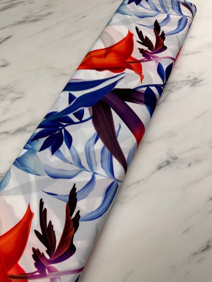 Zambak Desen Elbiselik Gömleklik Krep Kumaş