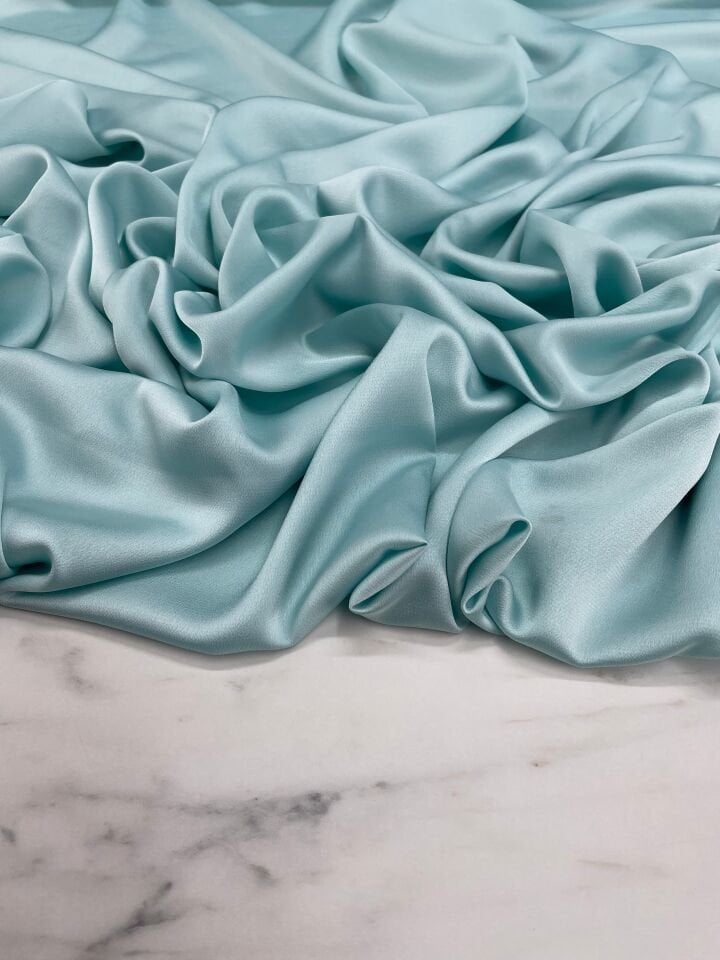 Cam Göbegi Düz Elbiselik İpek Saten Kumaş