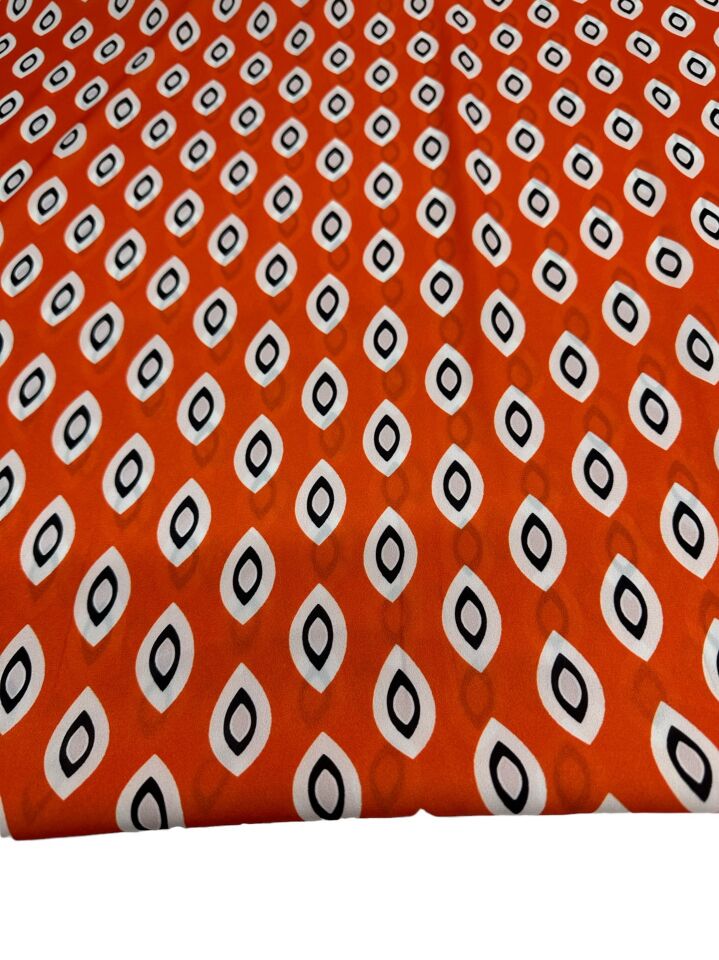 Turuncu Damla Desen Elbiselik Gömleklik Krep Kumaş