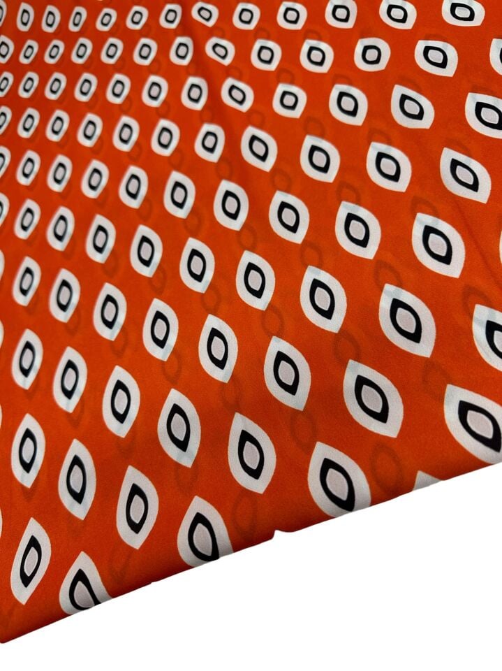 Turuncu Damla Desen Elbiselik Gömleklik Krep Kumaş