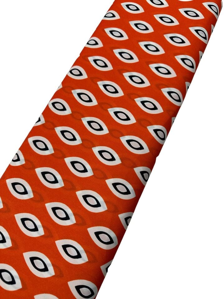 Turuncu Damla Desen Elbiselik Gömleklik Krep Kumaş