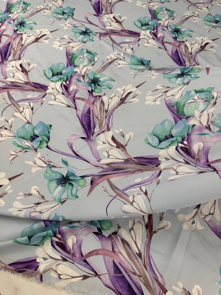 Çiçek Desen Elbiselik Gömleklik Krep Kumaş