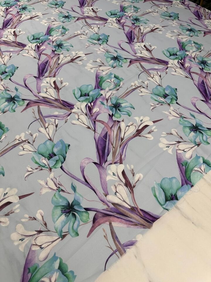 Çiçek Desen Elbiselik Gömleklik Krep Kumaş