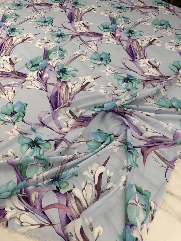 Çiçek Desen Elbiselik Gömleklik Krep Kumaş