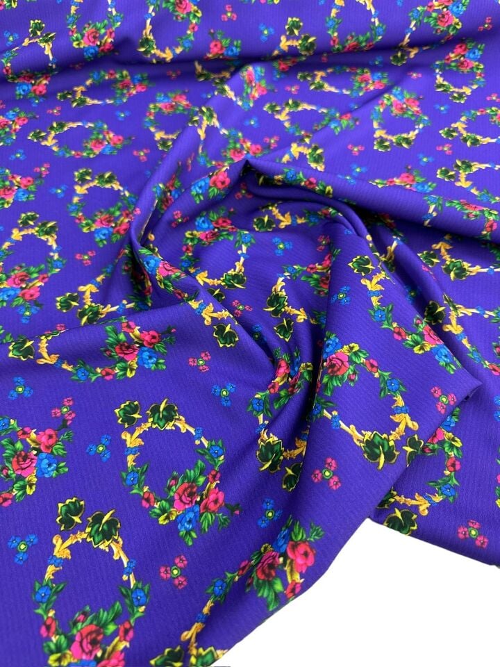 Türkmen Desen Elbiselik Gömleklik Krep Kumaş