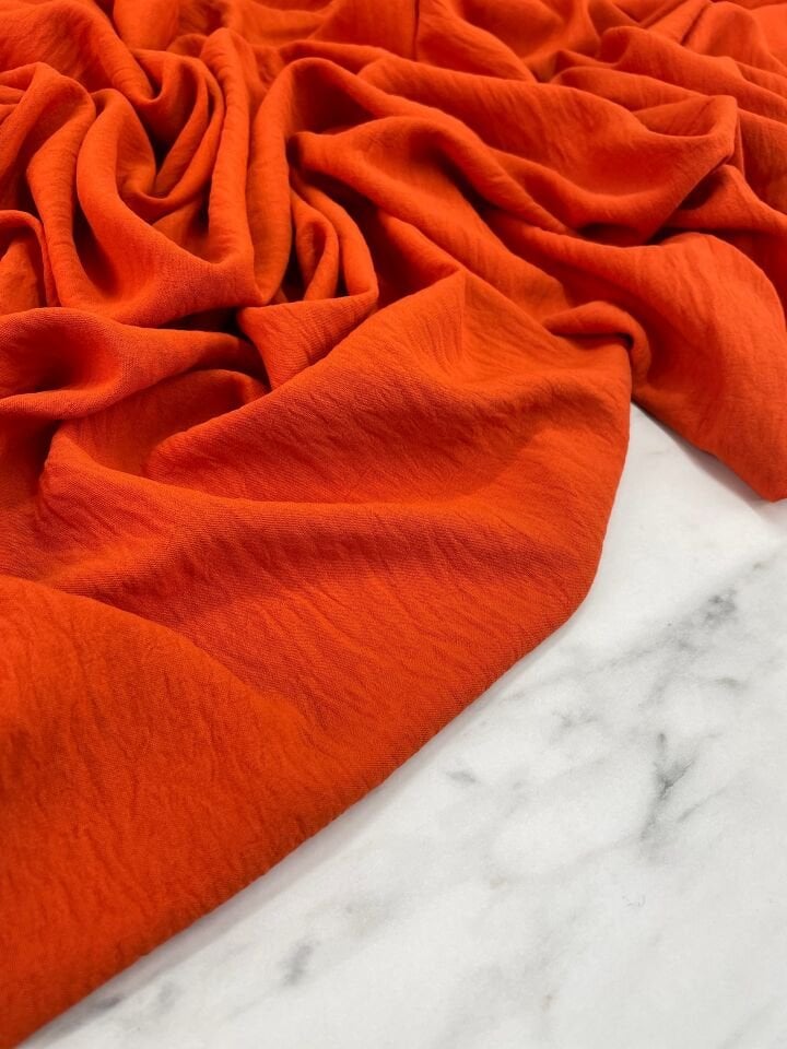 Turuncu Düz Elbiselik Ayrobin Kumaş