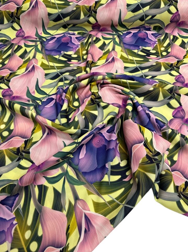 Çuha Çiçeği Desen Elbiselik Gömleklik Krep Kumaş