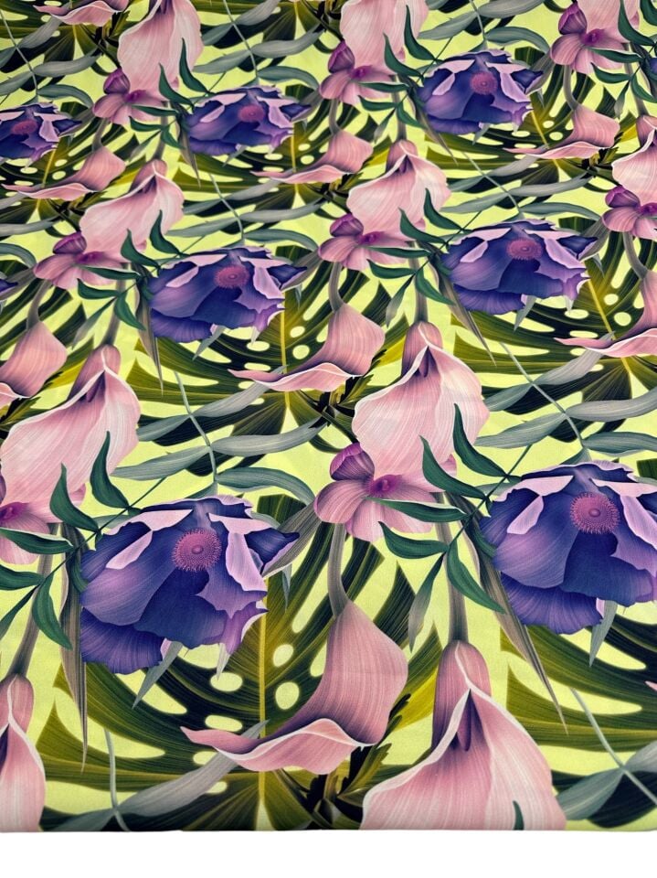 Çuha Çiçeği Desen Elbiselik Gömleklik Krep Kumaş