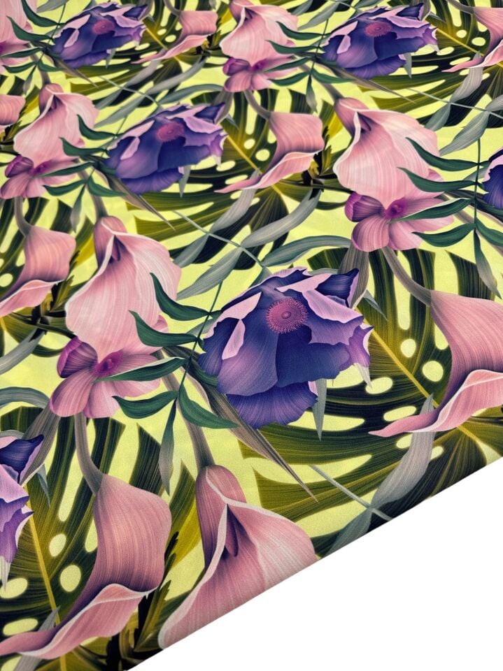 Çuha Çiçeği Desen Elbiselik Gömleklik Krep Kumaş