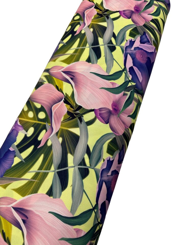 Çuha Çiçeği Desen Elbiselik Gömleklik Krep Kumaş