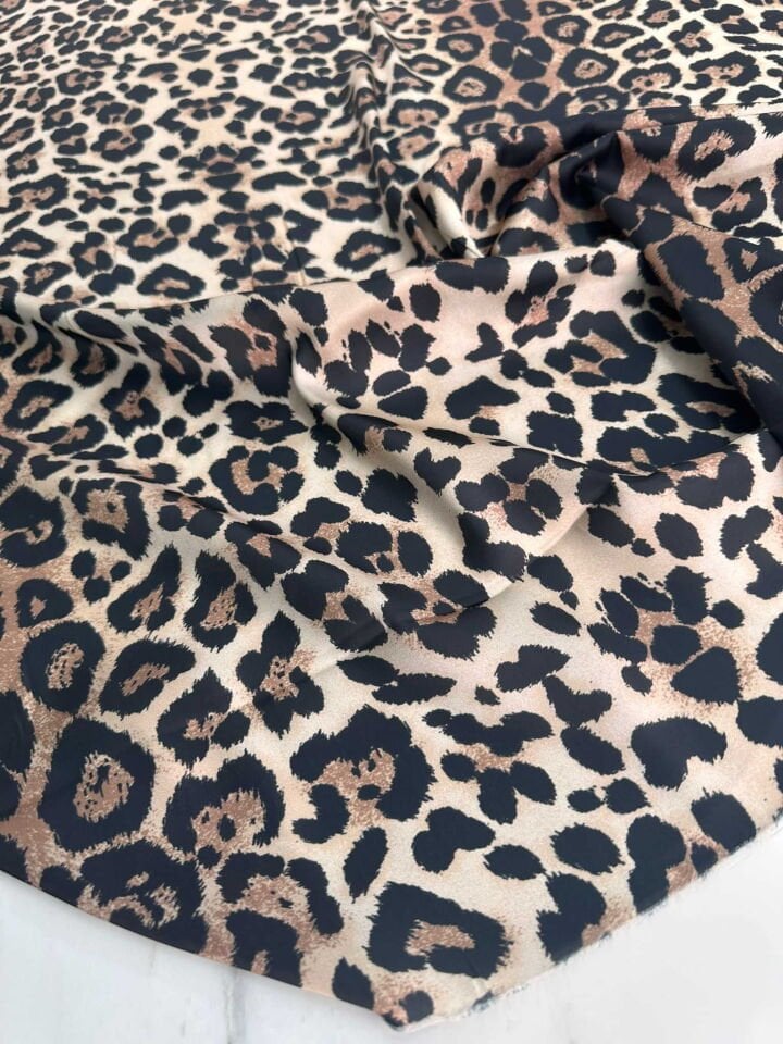 Leopar Desen İpek Saten Elbise etek Gömlek Şalvar