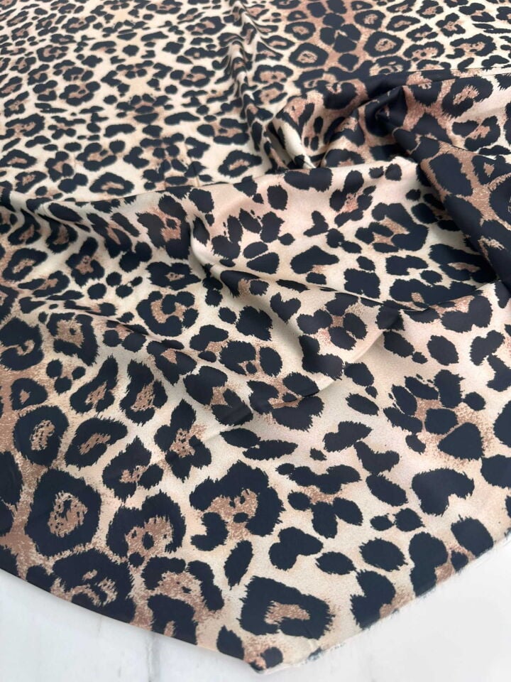 Leopar Desen İpek Saten Elbise etek Gömlek Şalvar