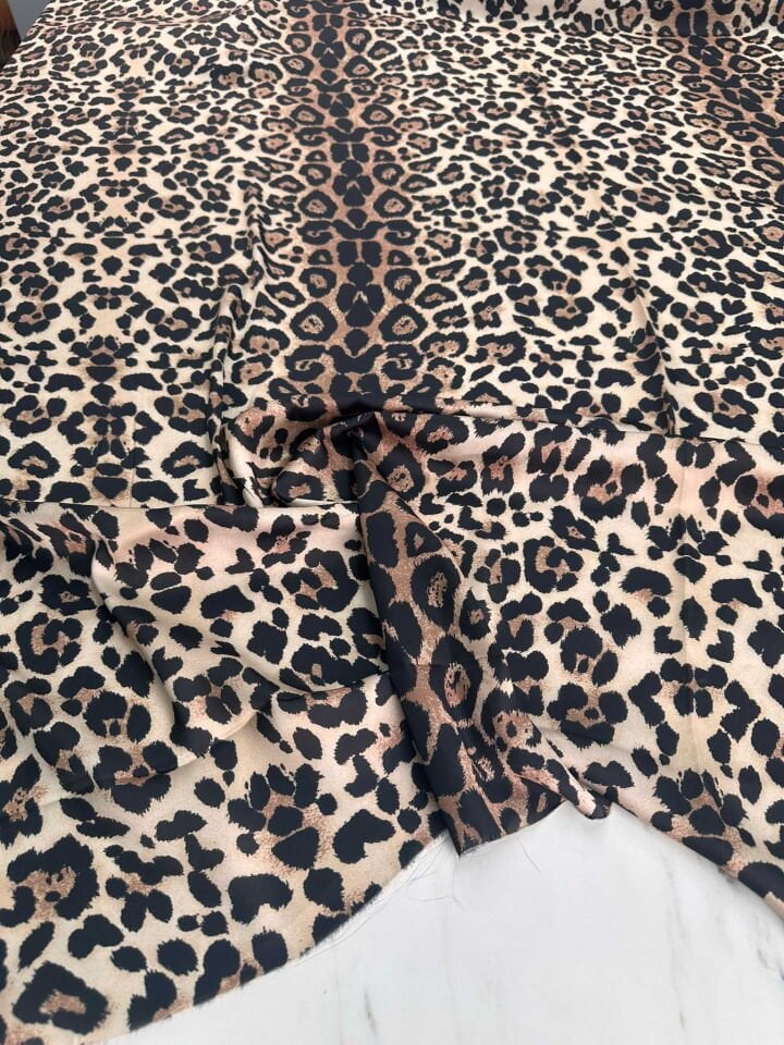 Leopar Desen İpek Saten Elbise etek Gömlek Şalvar